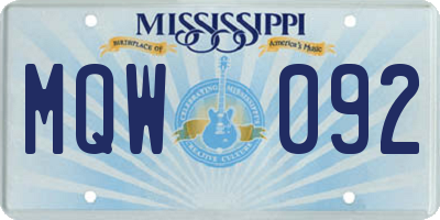 MS license plate MQW092