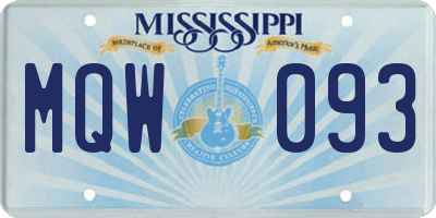 MS license plate MQW093
