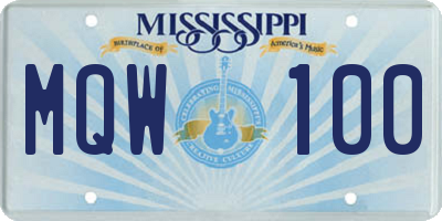 MS license plate MQW100