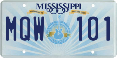 MS license plate MQW101