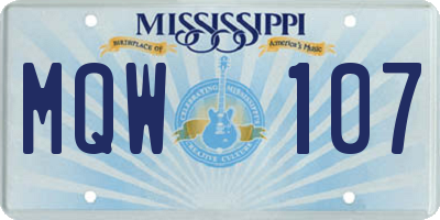 MS license plate MQW107