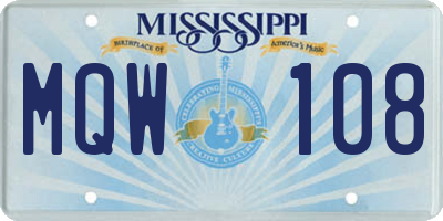 MS license plate MQW108