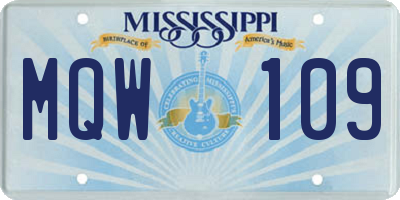 MS license plate MQW109