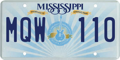 MS license plate MQW110