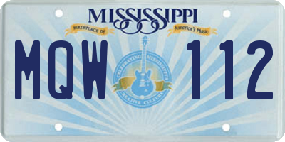 MS license plate MQW112