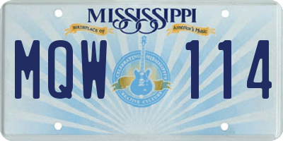 MS license plate MQW114
