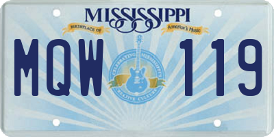 MS license plate MQW119