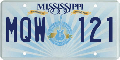 MS license plate MQW121
