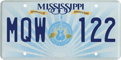 MS license plate MQW122