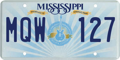 MS license plate MQW127