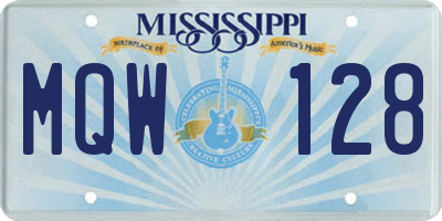 MS license plate MQW128