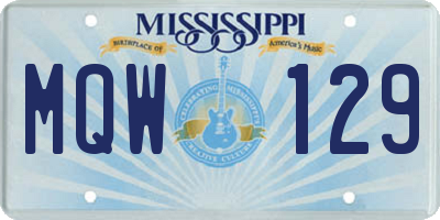 MS license plate MQW129