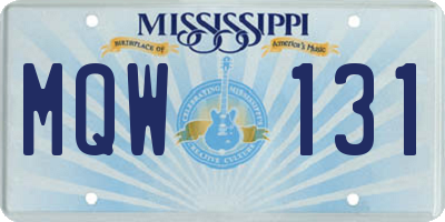 MS license plate MQW131
