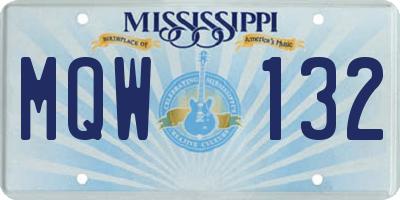 MS license plate MQW132