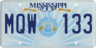MS license plate MQW133