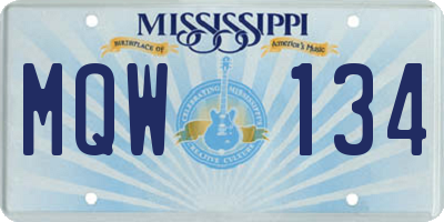 MS license plate MQW134