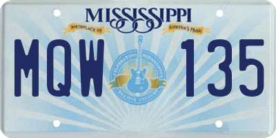 MS license plate MQW135