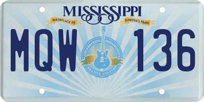MS license plate MQW136