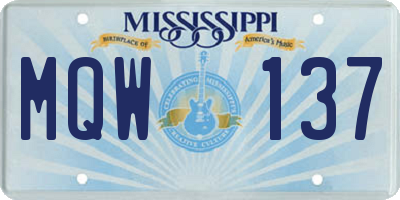 MS license plate MQW137
