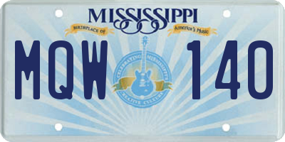 MS license plate MQW140