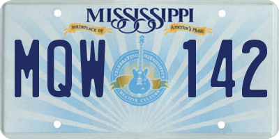 MS license plate MQW142