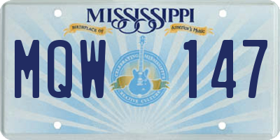 MS license plate MQW147