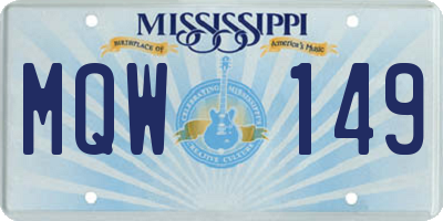 MS license plate MQW149