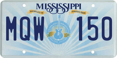 MS license plate MQW150