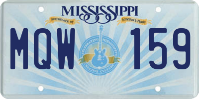 MS license plate MQW159