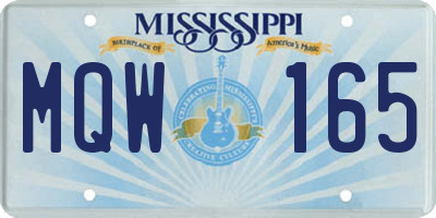 MS license plate MQW165