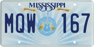 MS license plate MQW167