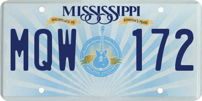 MS license plate MQW172