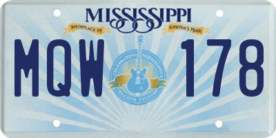 MS license plate MQW178