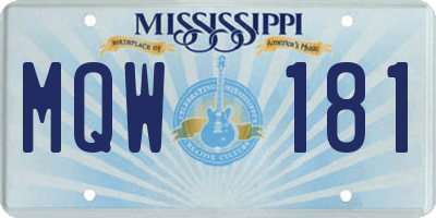 MS license plate MQW181