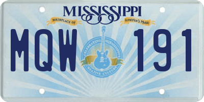 MS license plate MQW191