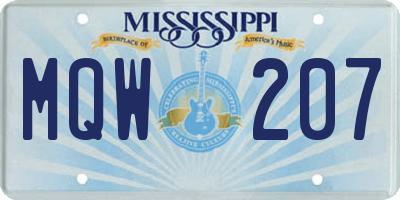 MS license plate MQW207