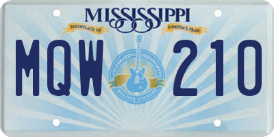 MS license plate MQW210