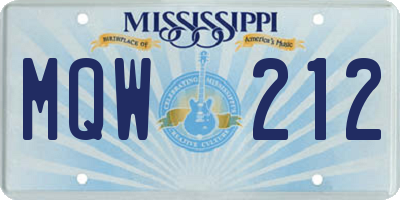 MS license plate MQW212