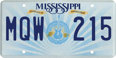 MS license plate MQW215