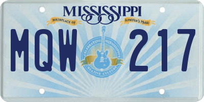 MS license plate MQW217
