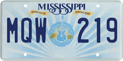 MS license plate MQW219