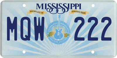 MS license plate MQW222