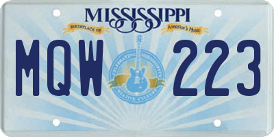 MS license plate MQW223
