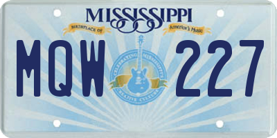 MS license plate MQW227