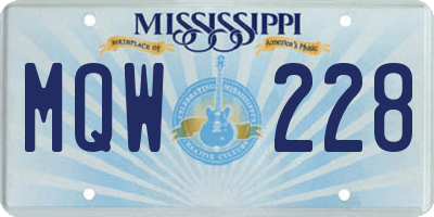 MS license plate MQW228