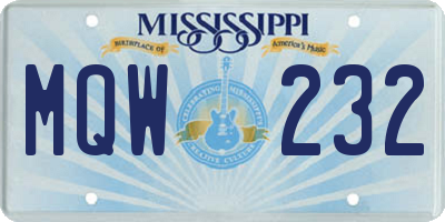 MS license plate MQW232