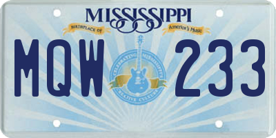 MS license plate MQW233
