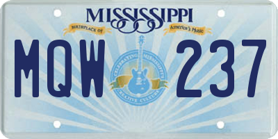 MS license plate MQW237