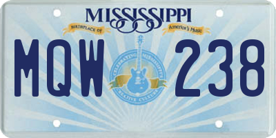 MS license plate MQW238