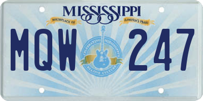 MS license plate MQW247